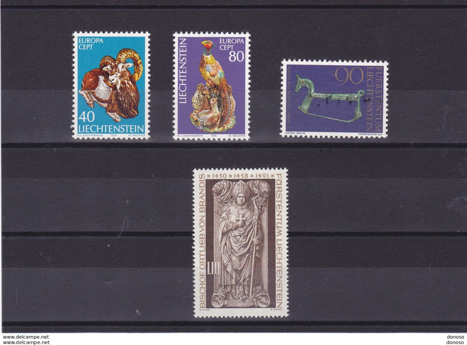 LIECHTENSTEIN 1976 EUROPA FIBULE ROMAINE EVÊQUE Yvert 585-586 + 591 + 607 NEUF** MNH Cote 5,25 Euros - Unused Stamps