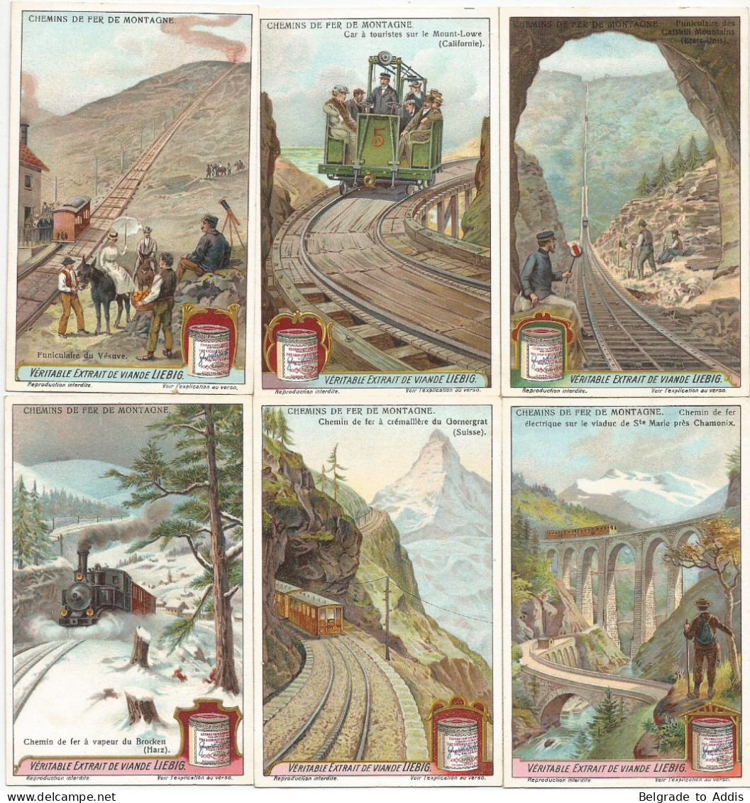 Chromo Liebig Série Compl. De 6 Chromos S_1092 Chemins De Fer De Montagne 1914 - Liebig