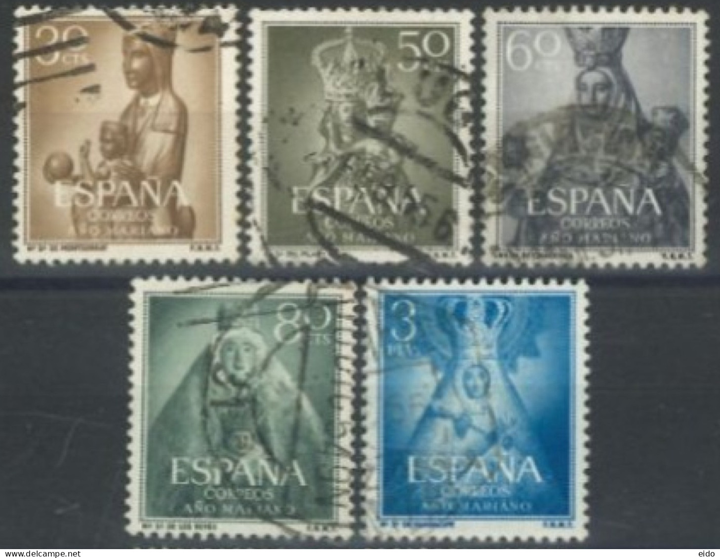 SPAIN, 1954, VIRGINS STAMPS SET OF 5, USED. - Oblitérés