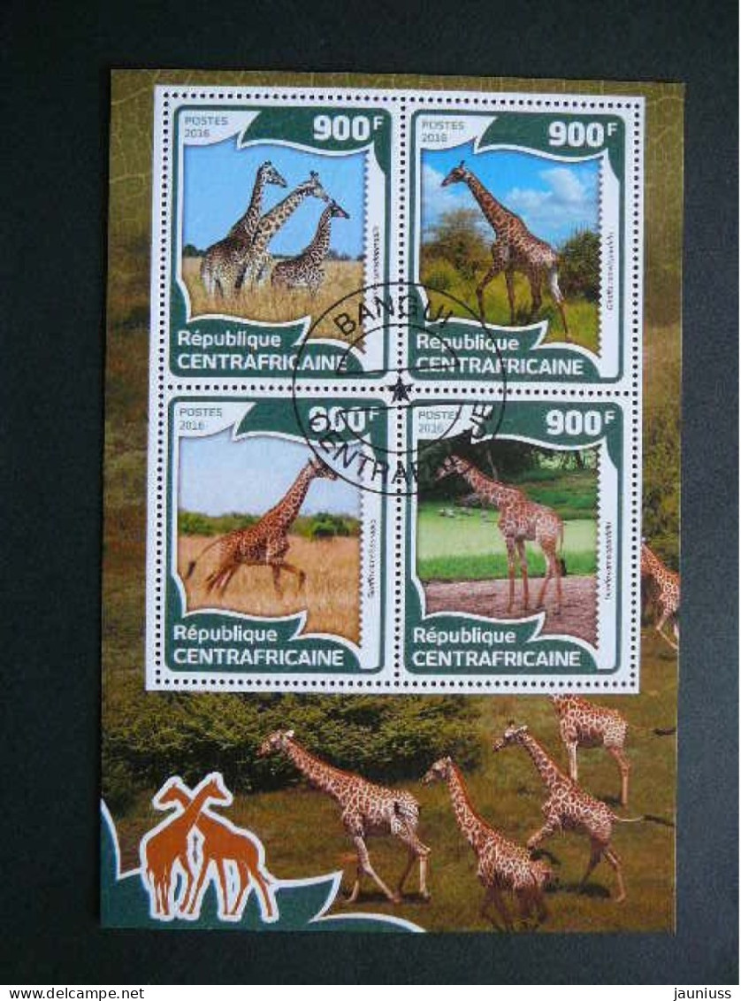 Giraffes Giraffen Girafes # Central African Republic # 2016 Used S/s #133  Animals - Giraffe