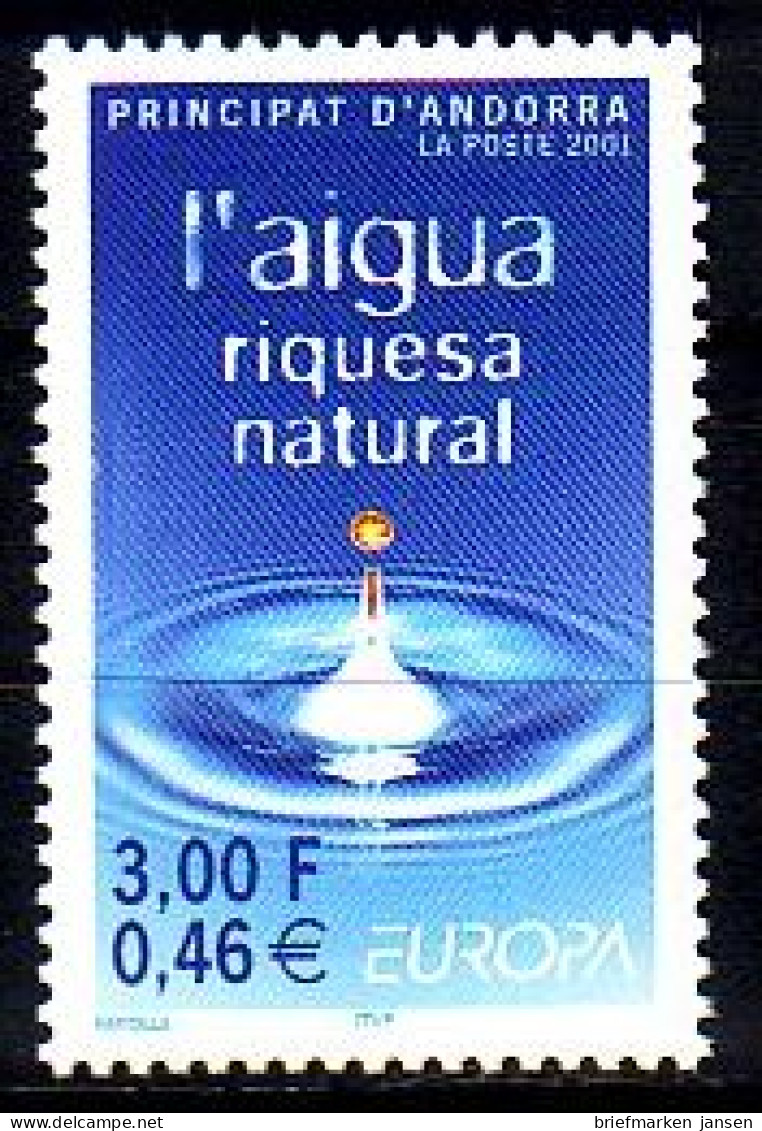 Andorra Frz. Mi.Nr. 567 Europa 2001, Wassertropfen (3,00/0,46) - Autres & Non Classés