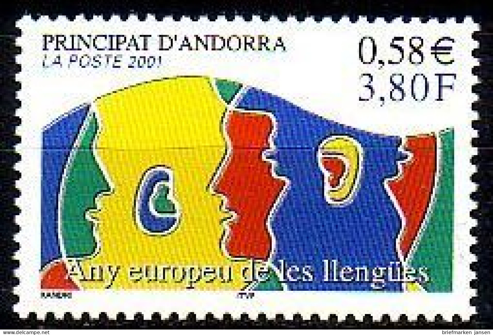 Andorra Frz. Mi.Nr. 570 Europ. Jahr Der Sprachen, Köpfe (3,80/0,58) - Altri & Non Classificati