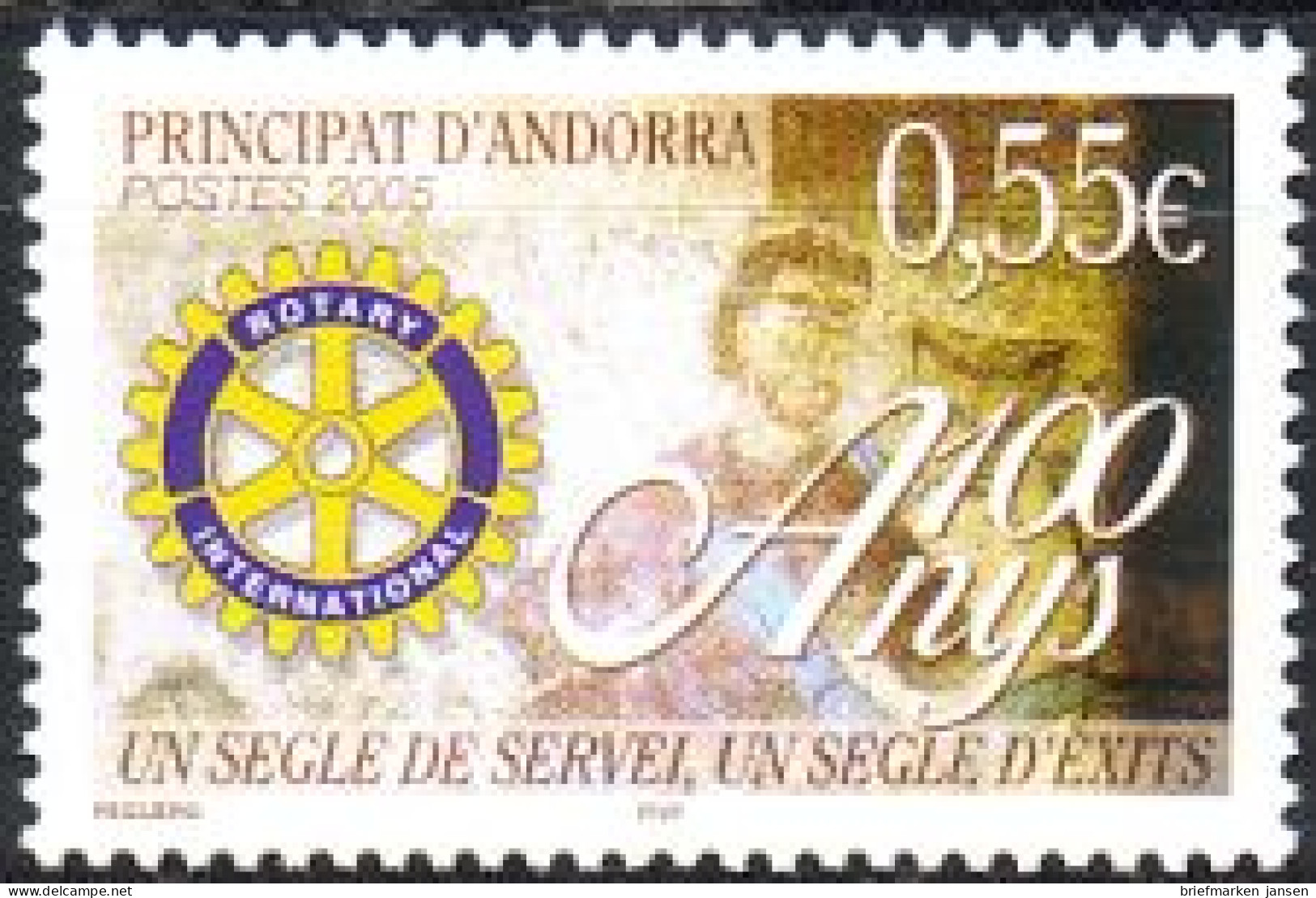 Andorra Franz Mi.Nr. 639 Rotary Inernational, Gemälde Aus Kirche Ordino (0,55) - Other & Unclassified