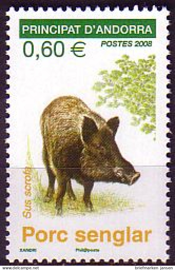 Andorra Franz Mi.Nr. 671 Naturschutz, Säugetiere, Wildschwein (0,60) - Other & Unclassified