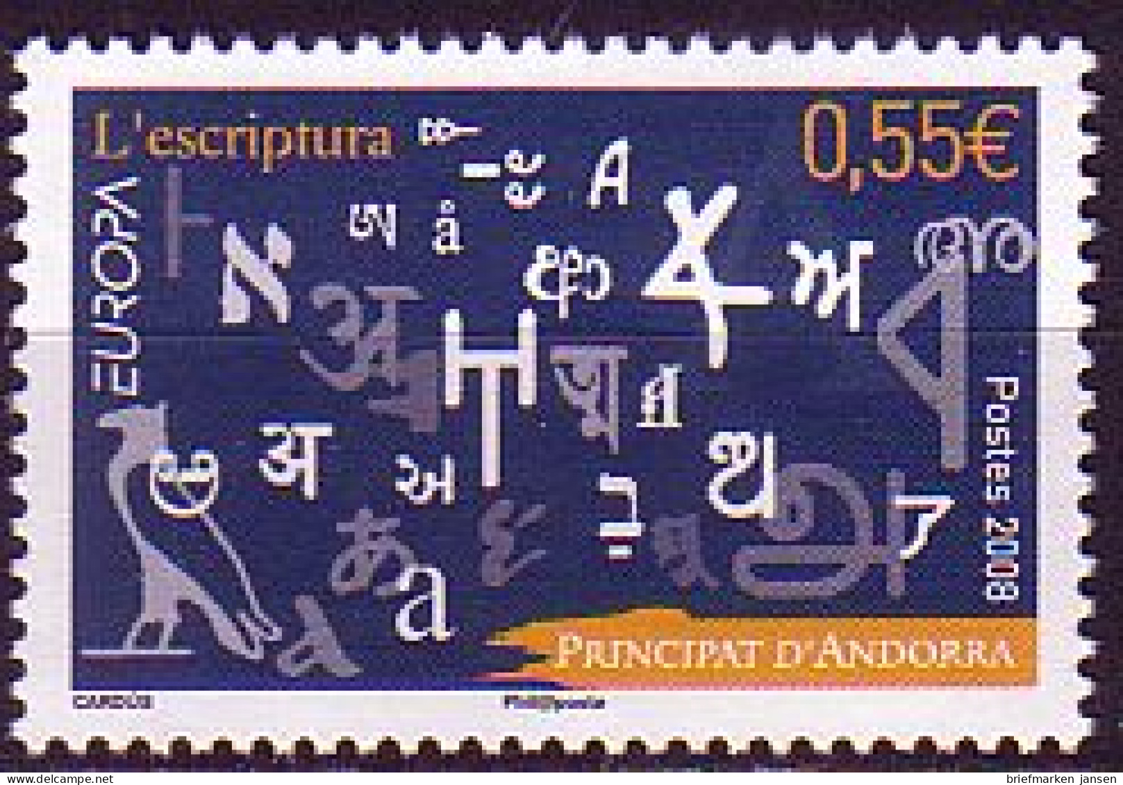 Andorra Franz Mi.Nr. 676 Europa 2008, Der Brief, Schriftzeichen (0,55) - Altri & Non Classificati