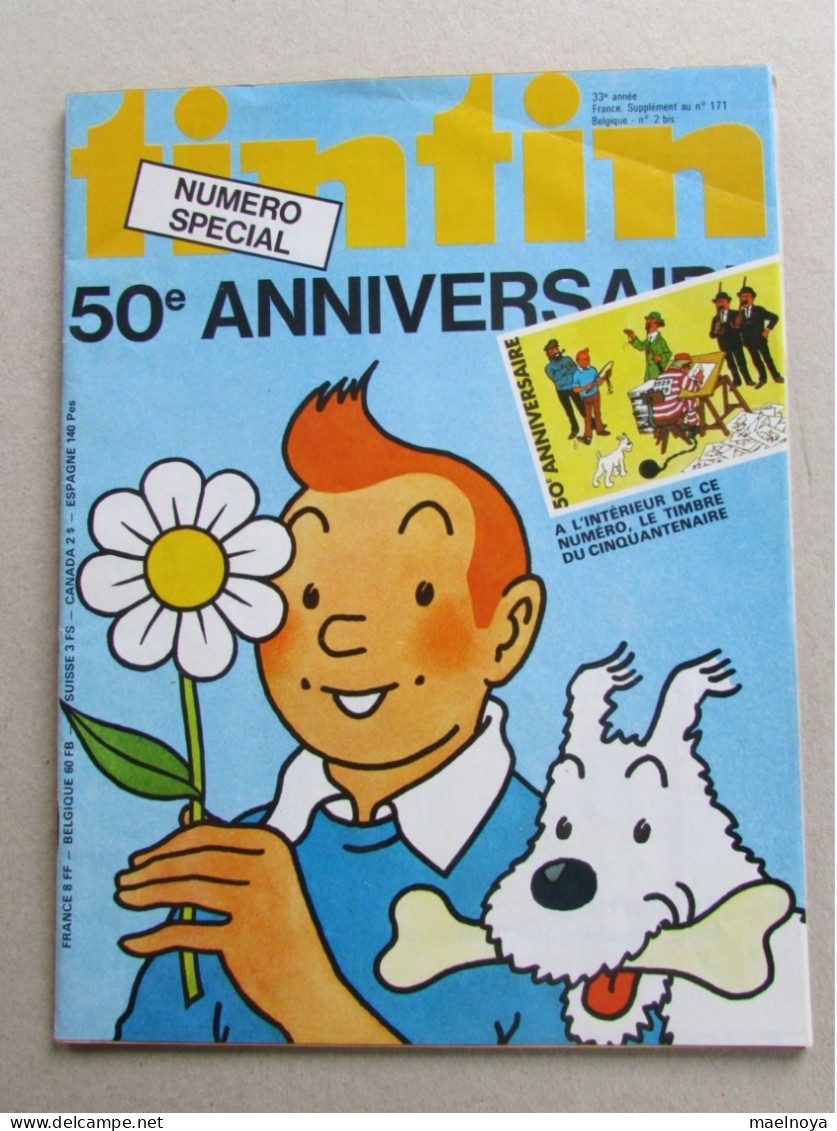 JOURNAL TINTIN N° 2bis Ou171 SPECIAL 50e ANNIVERSAIRE AVEC LE TIMBRE DU CINQUANTENAIRE - Tintin