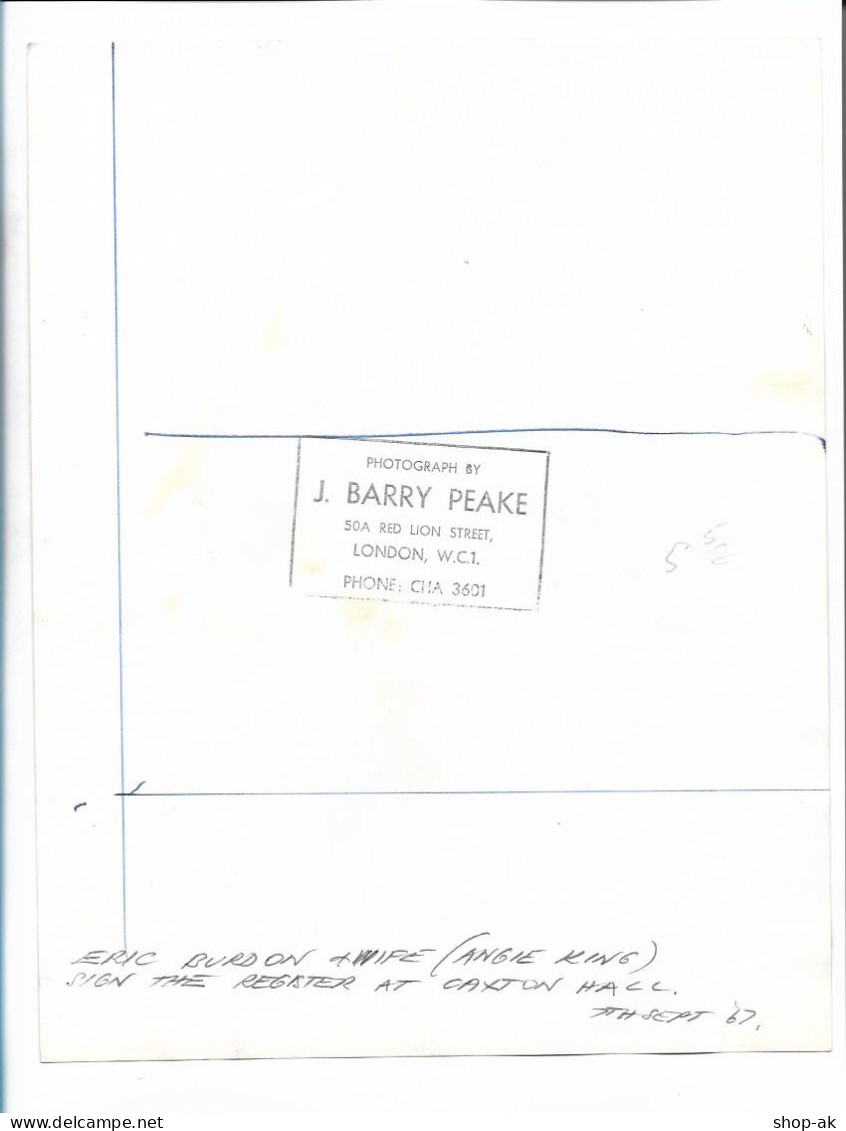 C6166/ Eric Burdon + Angie King Hochzeit  Pressefoto Foto 26 X 20 Cm 1967 - Otros & Sin Clasificación