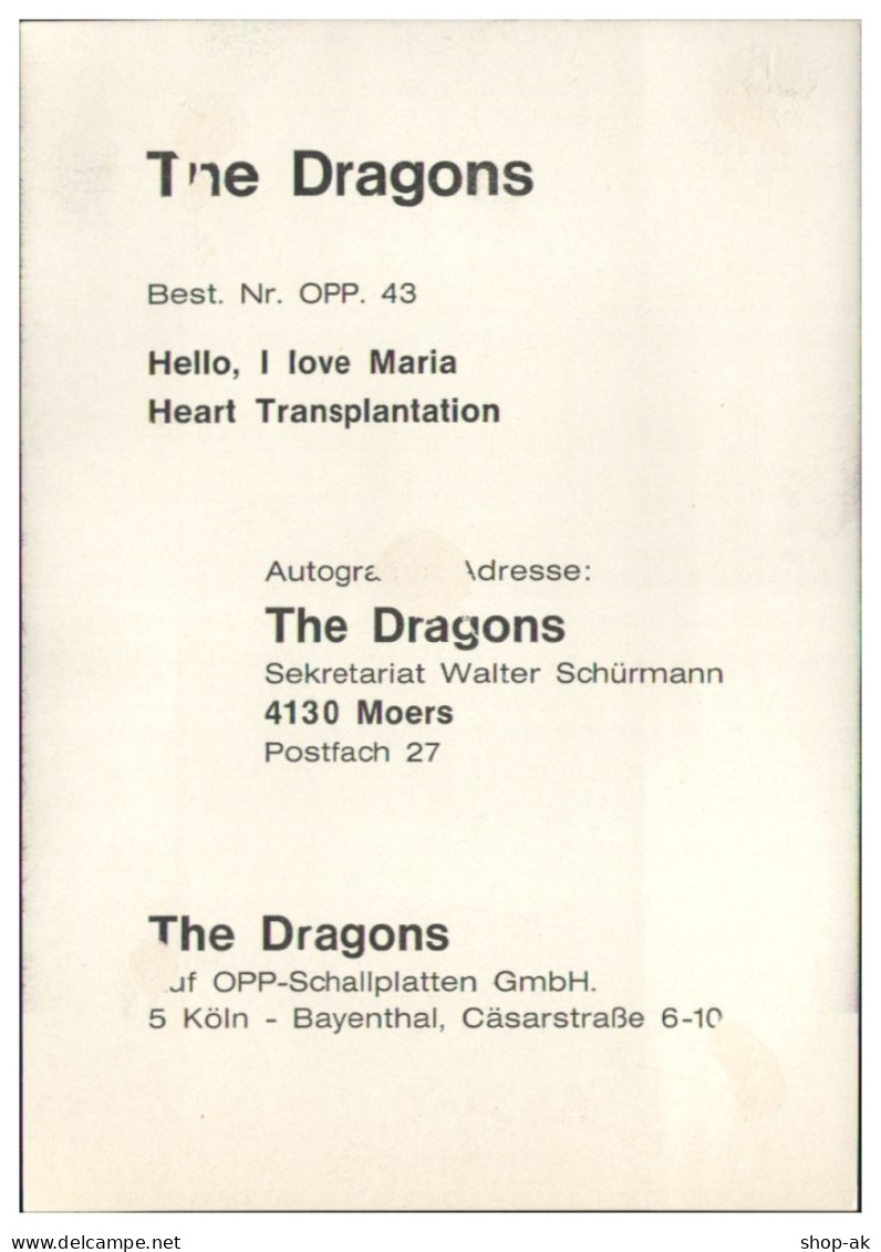 Y28777/ The Dragons Aus Moers Beat- Popgruppe Autogramme Autogrammkarte 60er  - Autographes