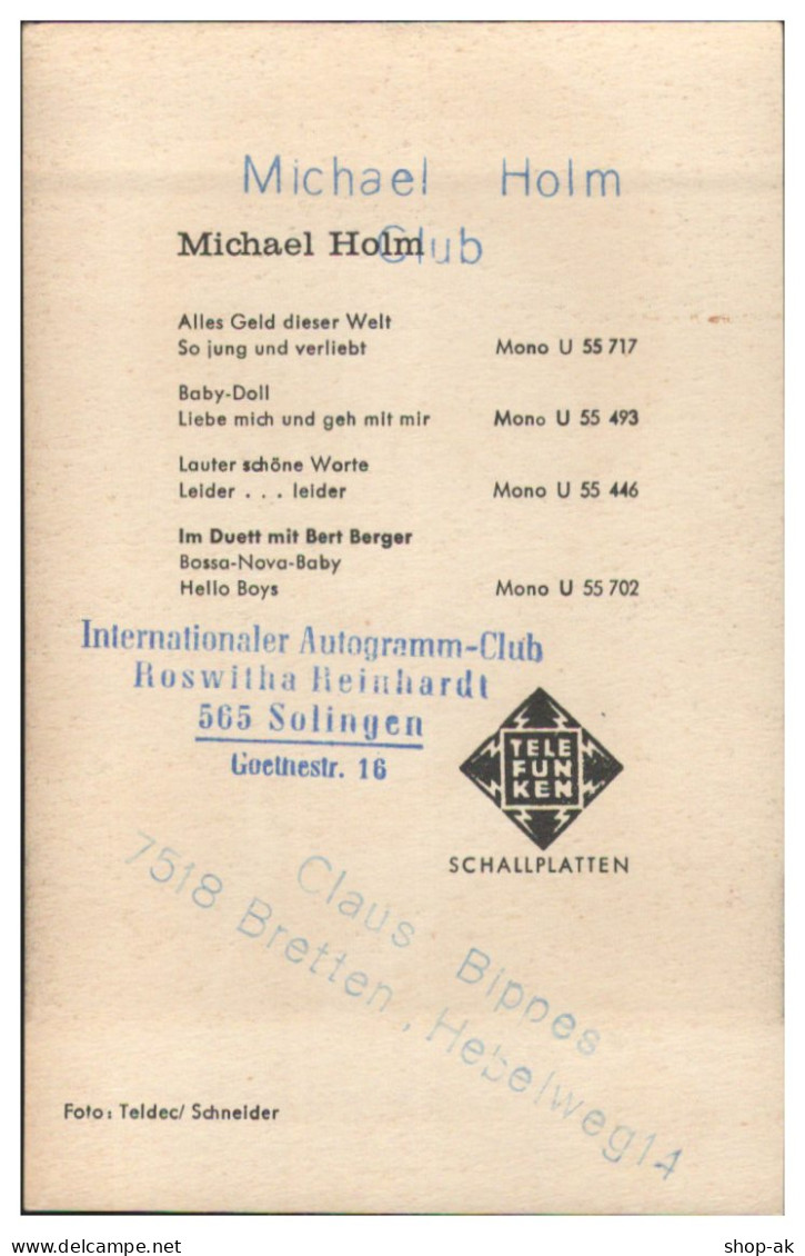 V6124/ Michael Holm  Autogramm Autogrammkarte 60er Jahre - Autographs