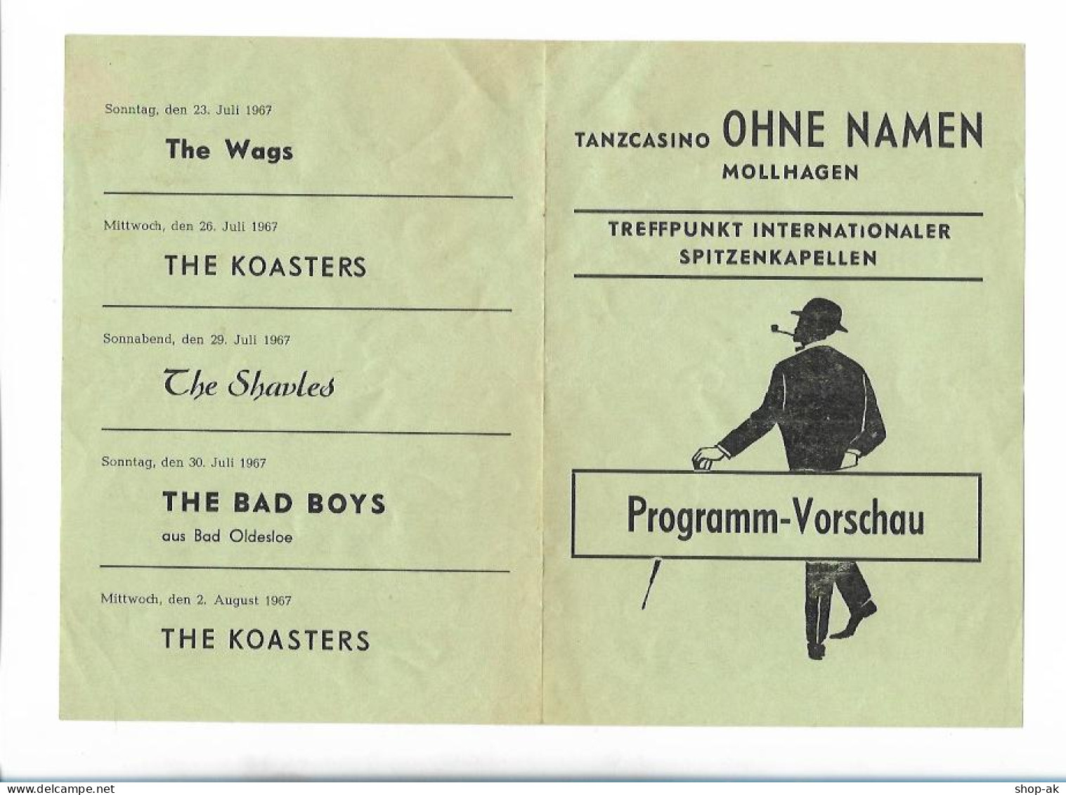 Y28742/ Tanzscasion OHNE Namen, Mollhagen, Programm 1967 The Gents, The Wags  - Muziek