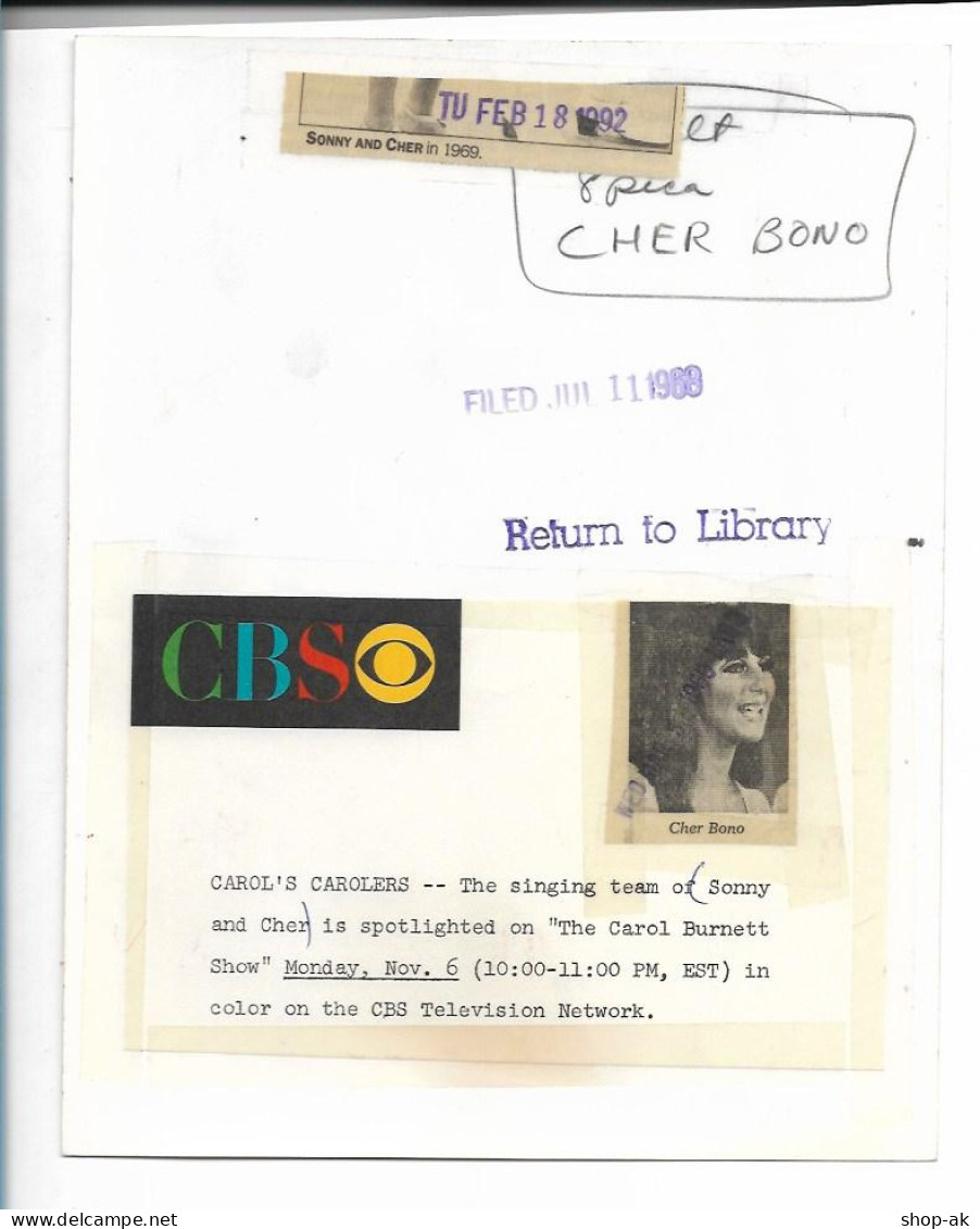C6019/ Sonny And Cher Original Pressefoto Foto 23 X 18 Cm 1968 - Altri & Non Classificati