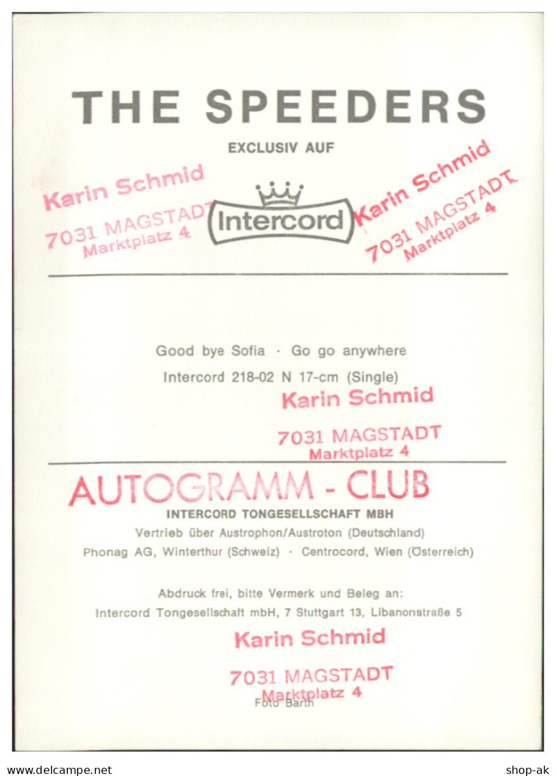 Y28682/ The Speeders Beat- Popgruppe Autogrammkarte  60(70er Jahre - Cantanti E Musicisti