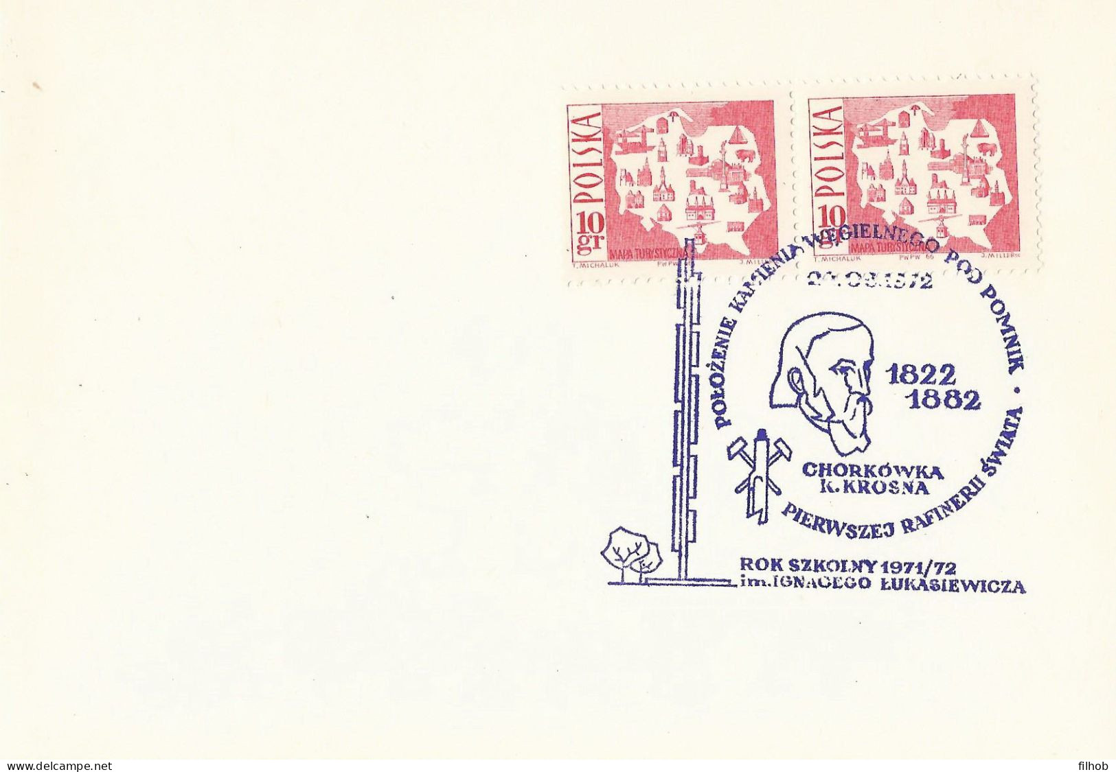 Poland Postmark D72.06.24 CHORKOWKA.03FI: I.Lukasiewicz Monument Oil Refinery (violet) - Stamped Stationery