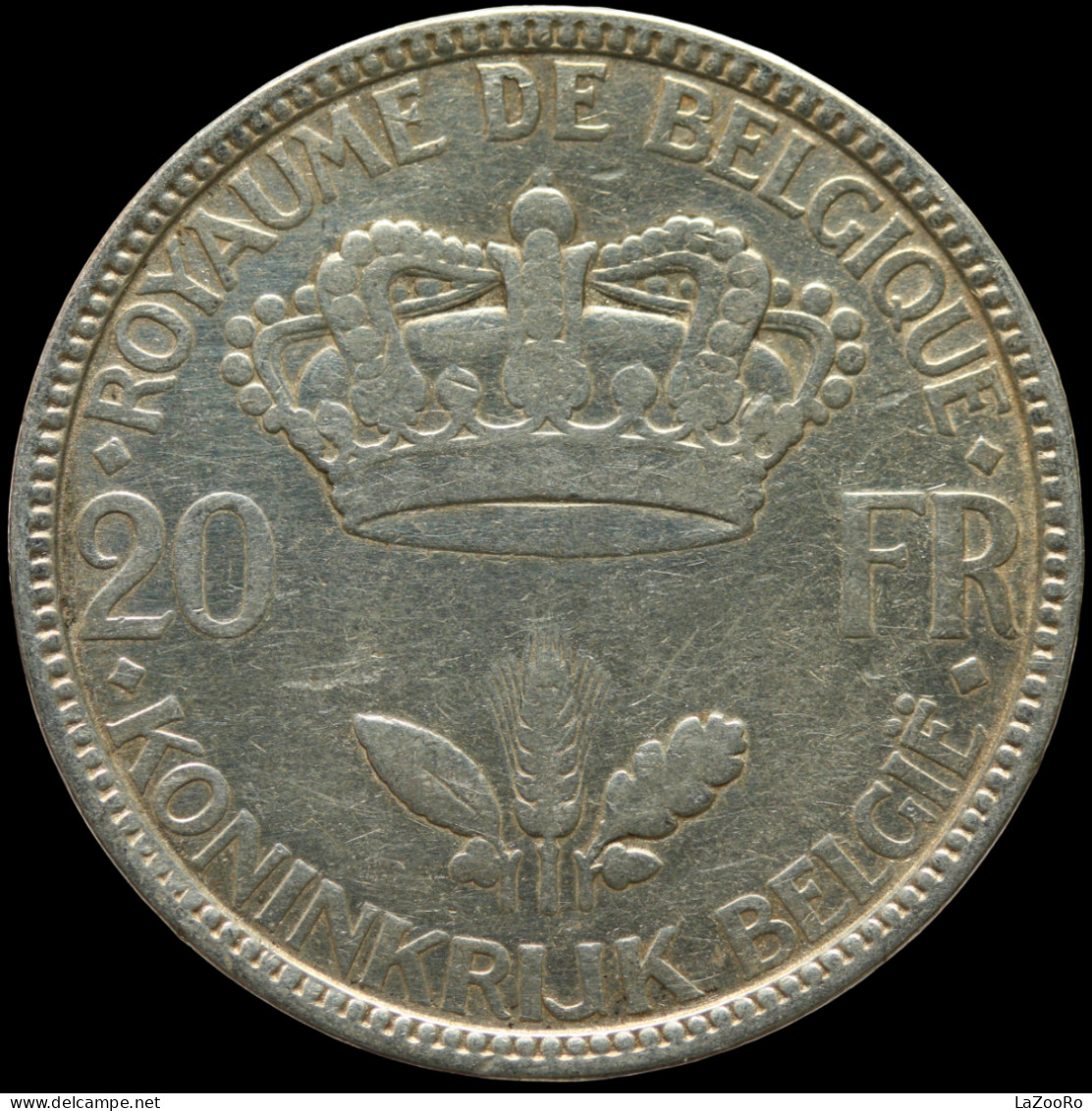 LaZooRo: Belgium 20 Francs Frank 1935 XF - Silver - 20 Frank