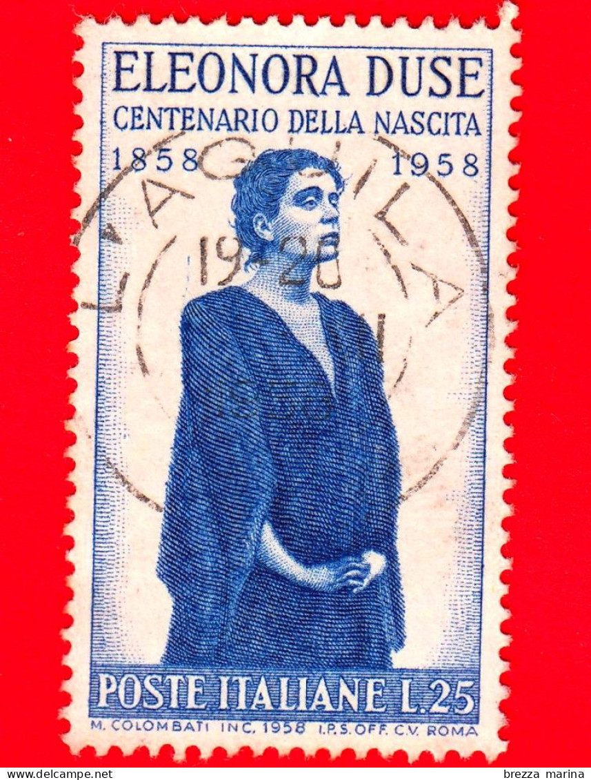 ITALIA - Usato - 1958 - Centenario Della Nascita Di Eleonora Duse - Ritratto - 1946-60: Usados