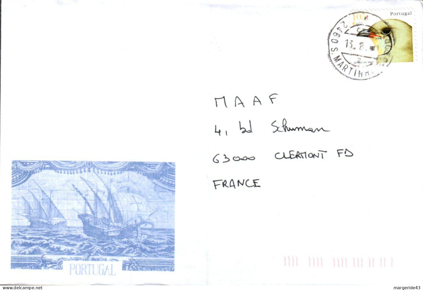 PORTUGAL SEUL SUR LETTRE POUR LA FRANCE - Covers & Documents