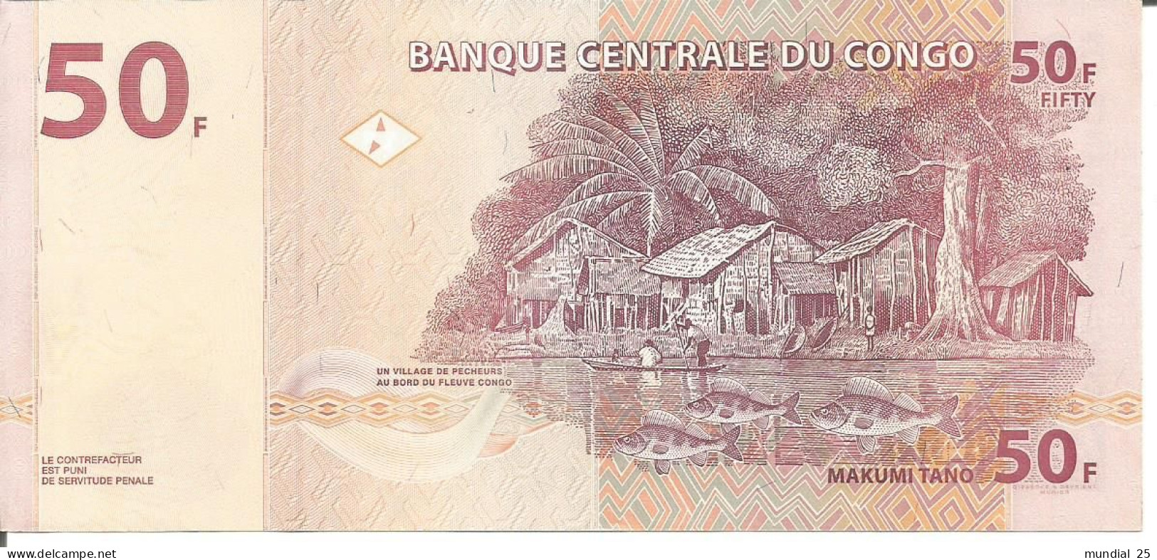 CONGO 50 FRANCS 31/07/2007 - Repubblica Democratica Del Congo & Zaire