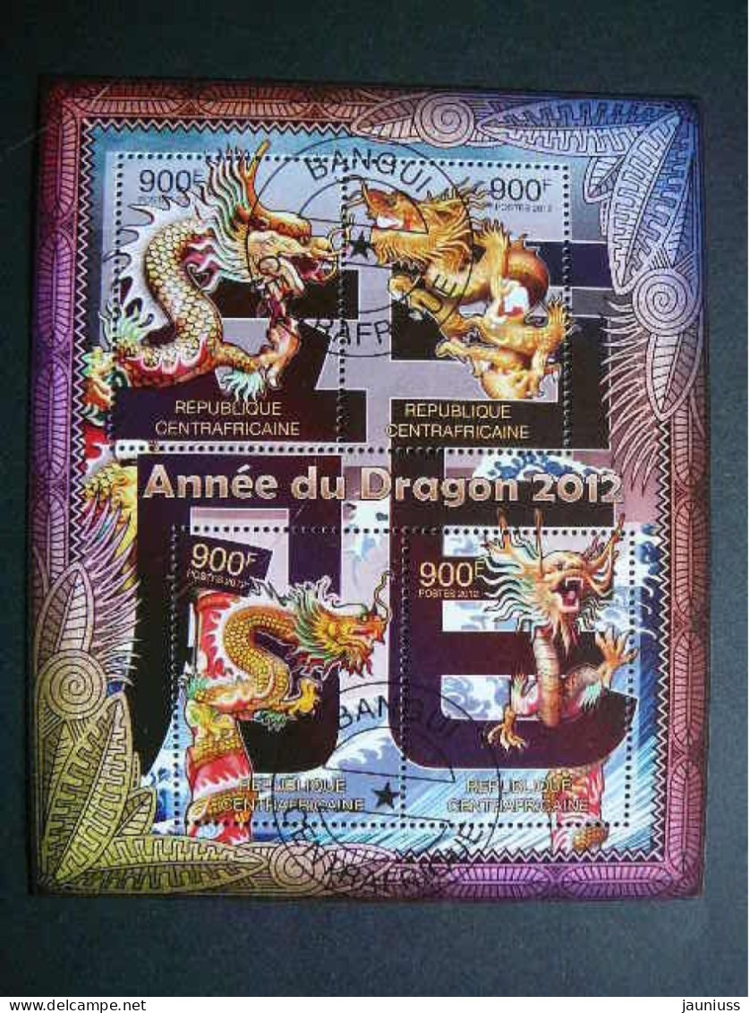Year Of The Dragon. Jahr Des Drachen. Année Du Dragon # Central African Republic # 2012 Used S/s #134 Astrology - Astrología