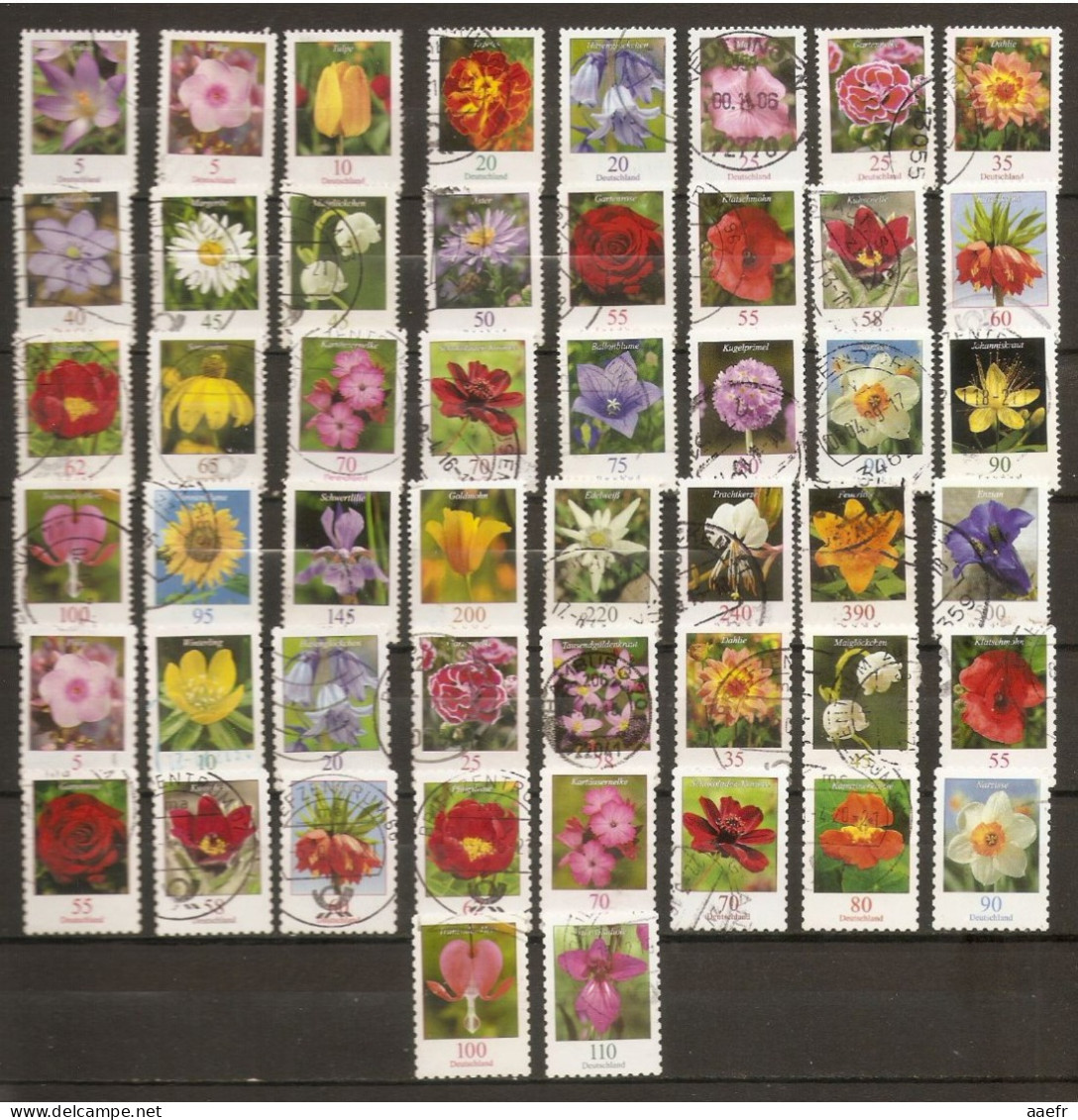 Allemagne Fédérale Après 2000 - Fleurs - Blumen - Flowers - Petit Lot De 50° - 18 Adhésifs - Alla Rinfusa (max 999 Francobolli)