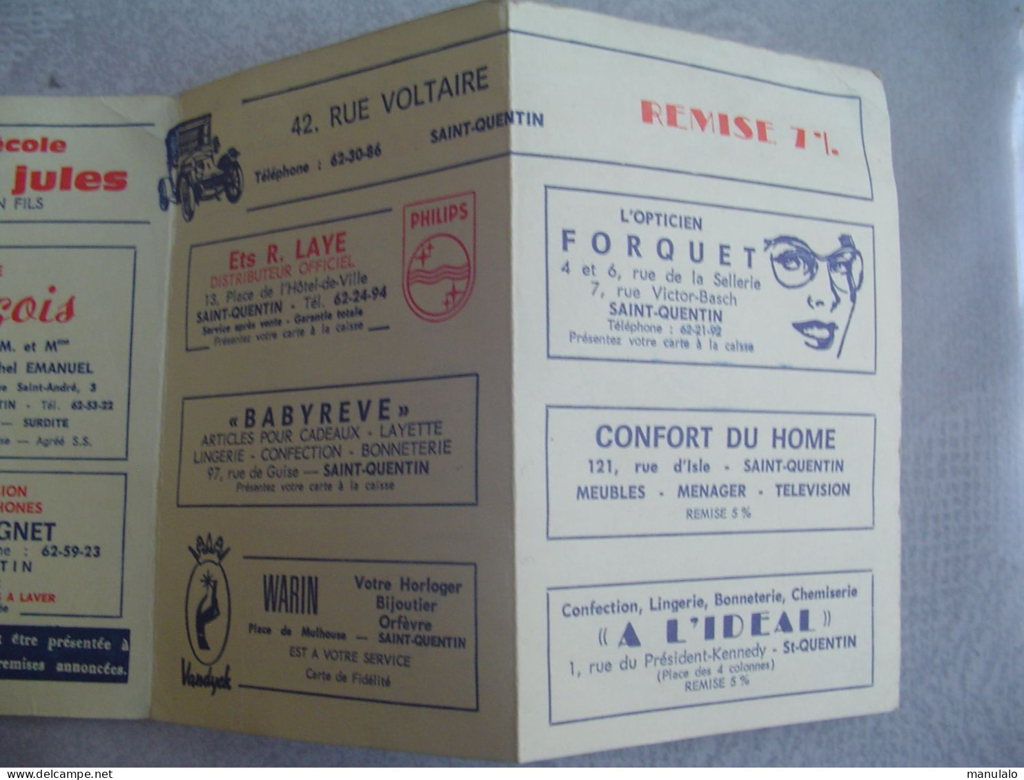 D 02 - Saint Quentin - Carte Spéciale économique - Publicité - Valable De Septembre 1968 à Septembre 1969 - Saint Quentin