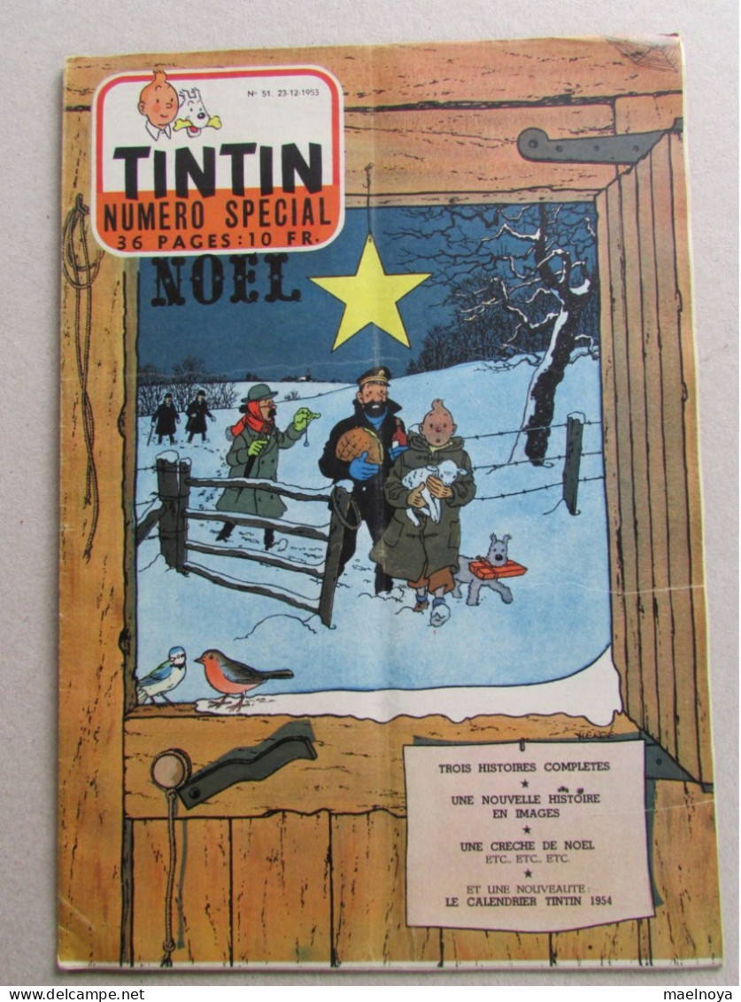 JOURNAL TINTIN N° 51 DE 1950 AVEC CRECHE DE NOËL SANS LE CALENDRIER - Tintin