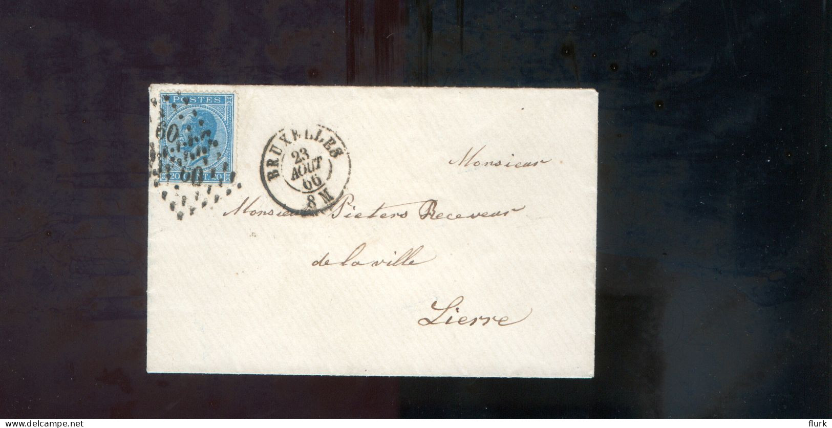 België OCB18 Gestempeld Op Brief Bruxelles-Lierre 1866 Perfect (2 Scans) - 1865-1866 Profile Left