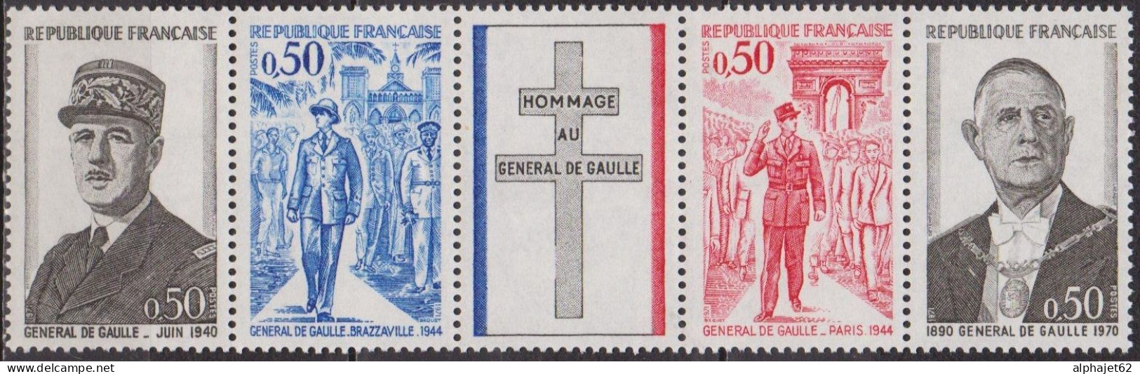Général De Gaulle - FRANCE -  Président De La République - Croix De Lorraine - N° 1695 à 1698 ** - 1971 - Nuovi