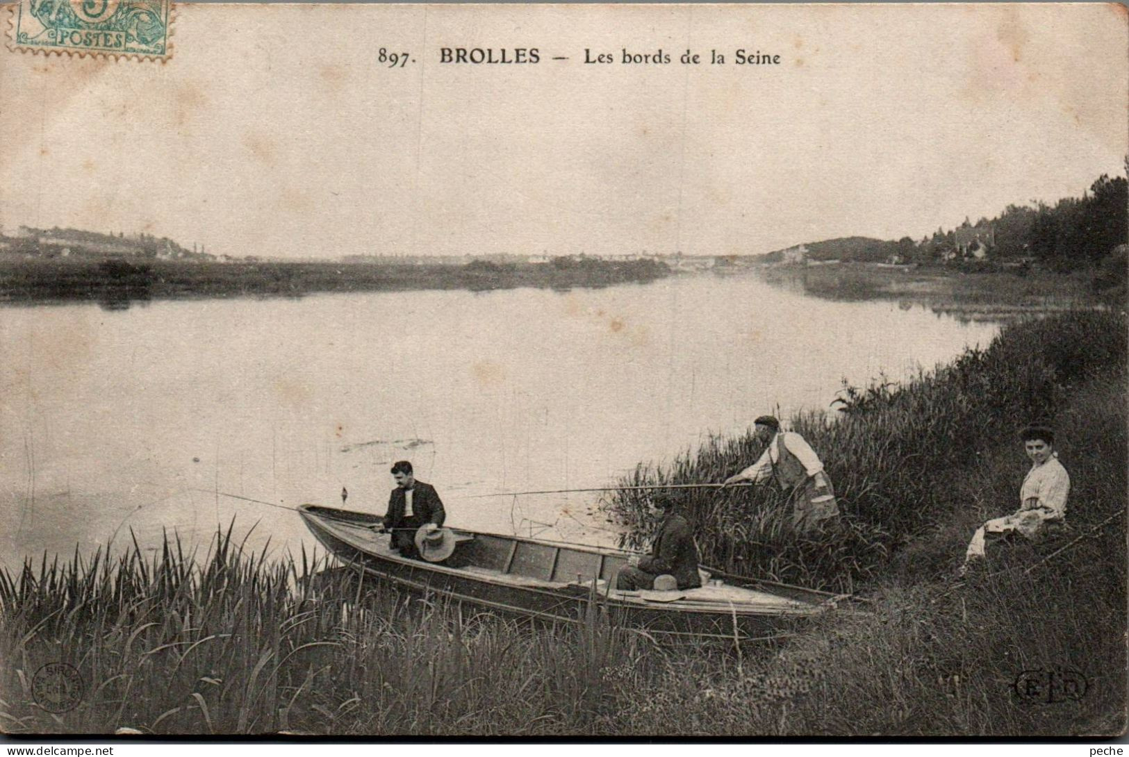 N°62 W -cpa Brolles -les Bords De La Seine- Pêcheurs- - Pêche