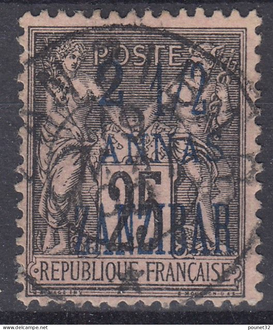 TIMBRE ZANZIBAR TYPE SAGE SURCHARGE BLEUE N° 29 OBLITERATION CHOISIE - Gebruikt