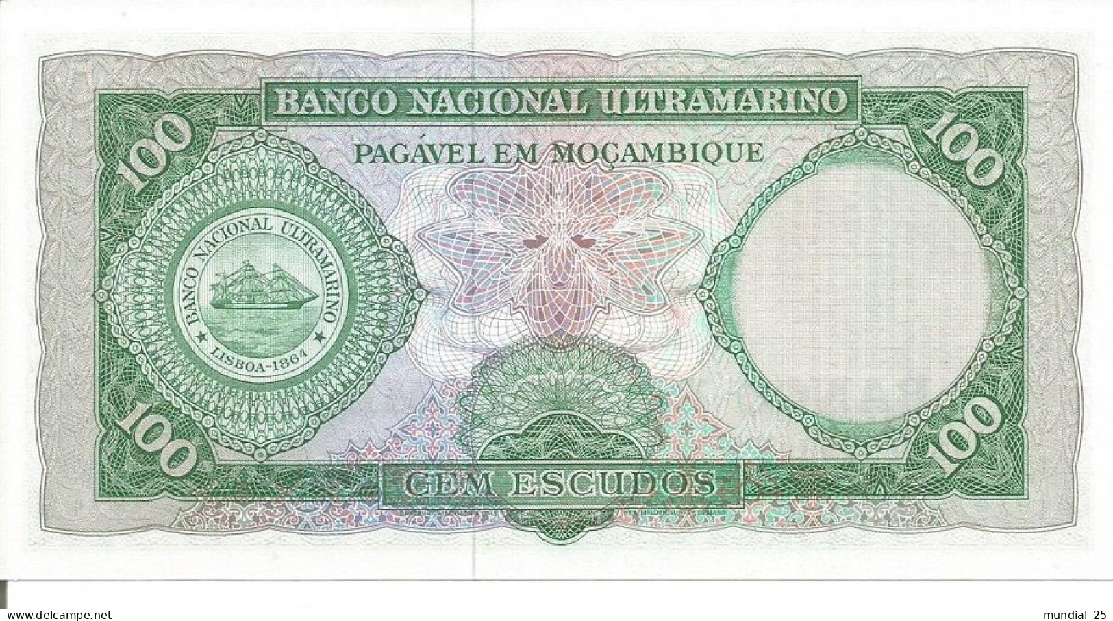 MOZAMBIQUE 100$00 ESCUDOS N/D (1976 - OLD DATE 27/03/1961) - Mozambico