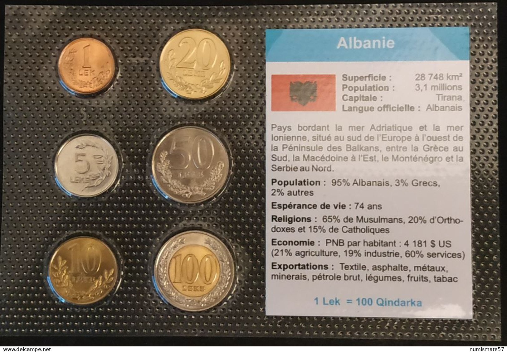 ALBANIE - ALBANIA - 1 LEK 1996 - 5 LEKE - 10 LEKE - 20 LEKE - 50 LEKE - 100 LEKE 2000 - KM 75 - 76 - 77 - 78 - 79 - 80 - Albanië