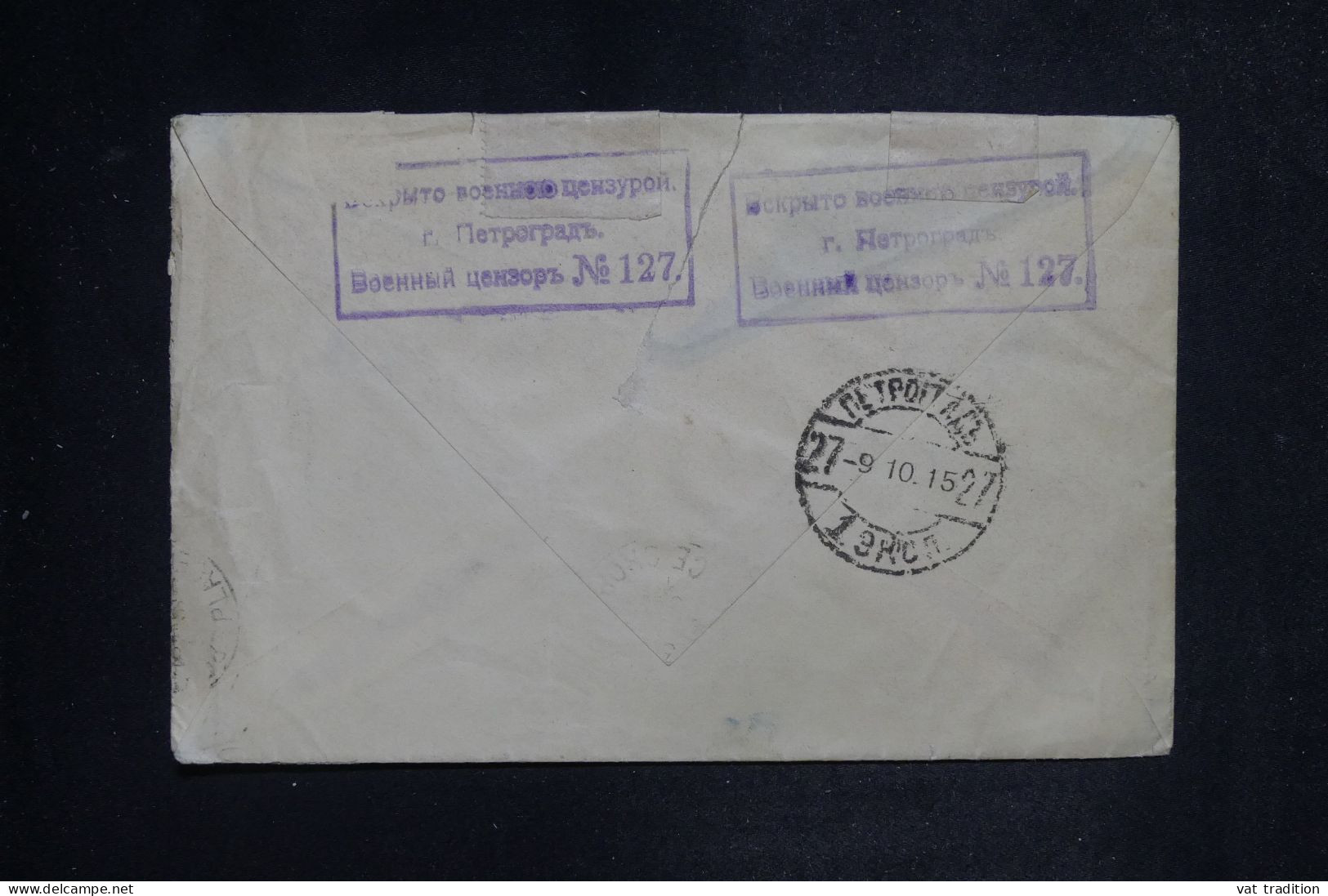 RUSSIE - Enveloppe Pour Paris En 1915 Avec Contrôle Postal - L 151962 - Briefe U. Dokumente
