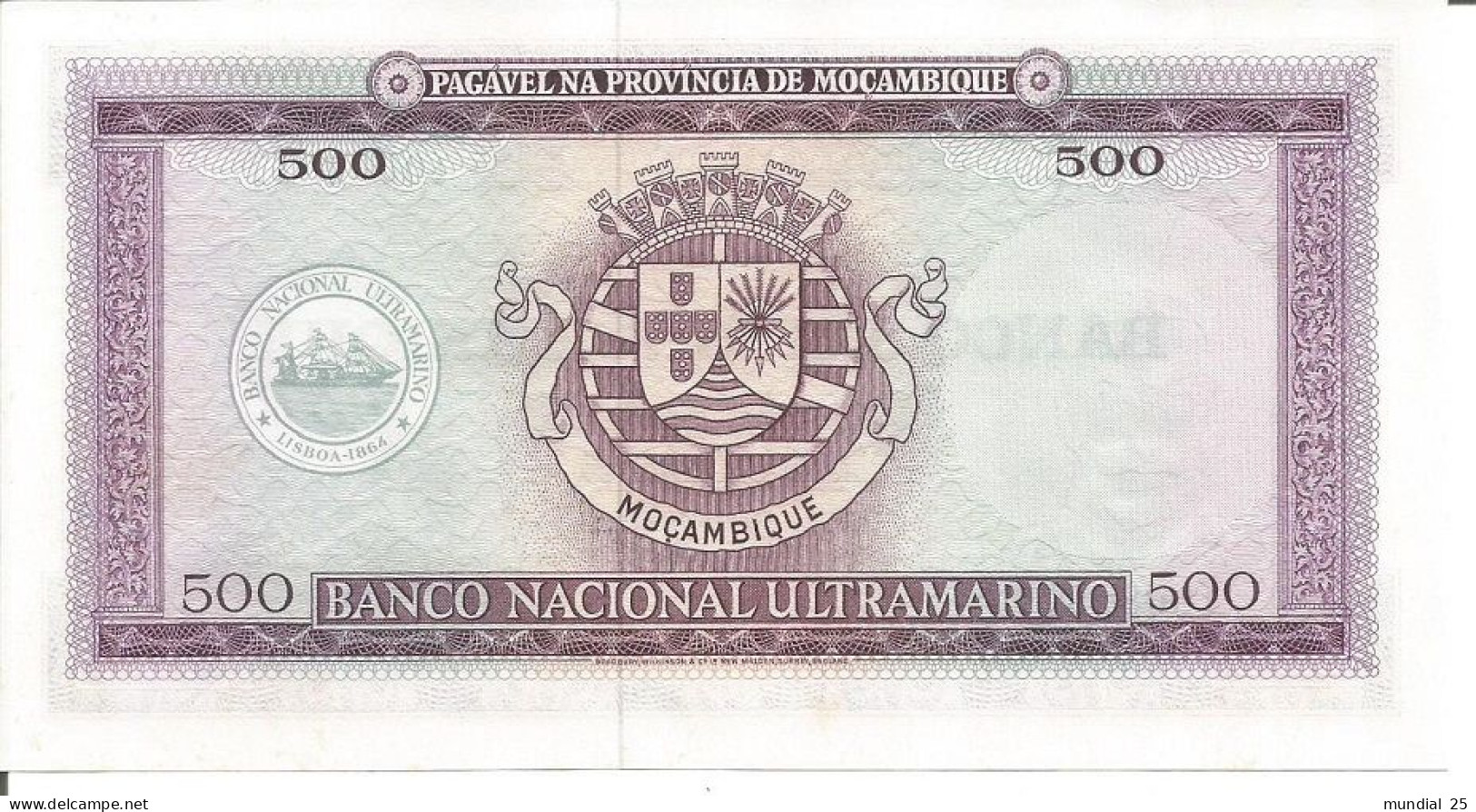 MOZAMBIQUE 500$00 ESCUDOS N/D (1976 - OLD DATE 22/03/1967) - Moçambique