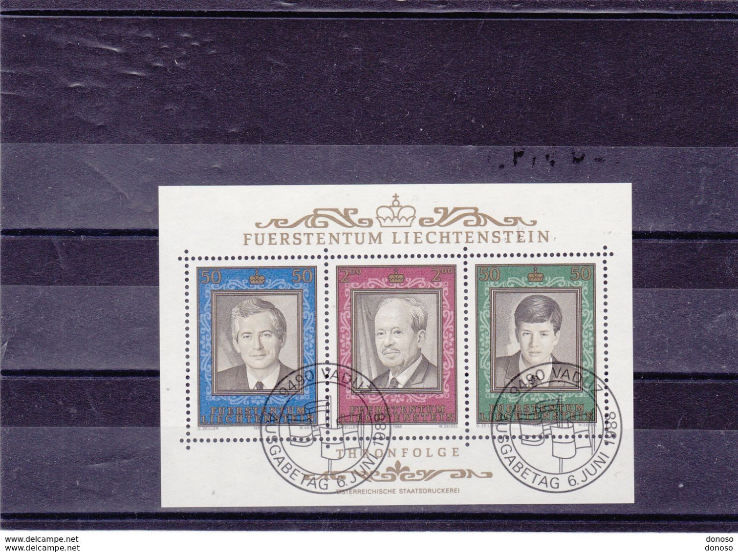 LIECHTENSTEIN 1988 SUCCESSION Yvert BF 16, Michel Bl 13 Oblitéré Cote 7 Euros - Used Stamps
