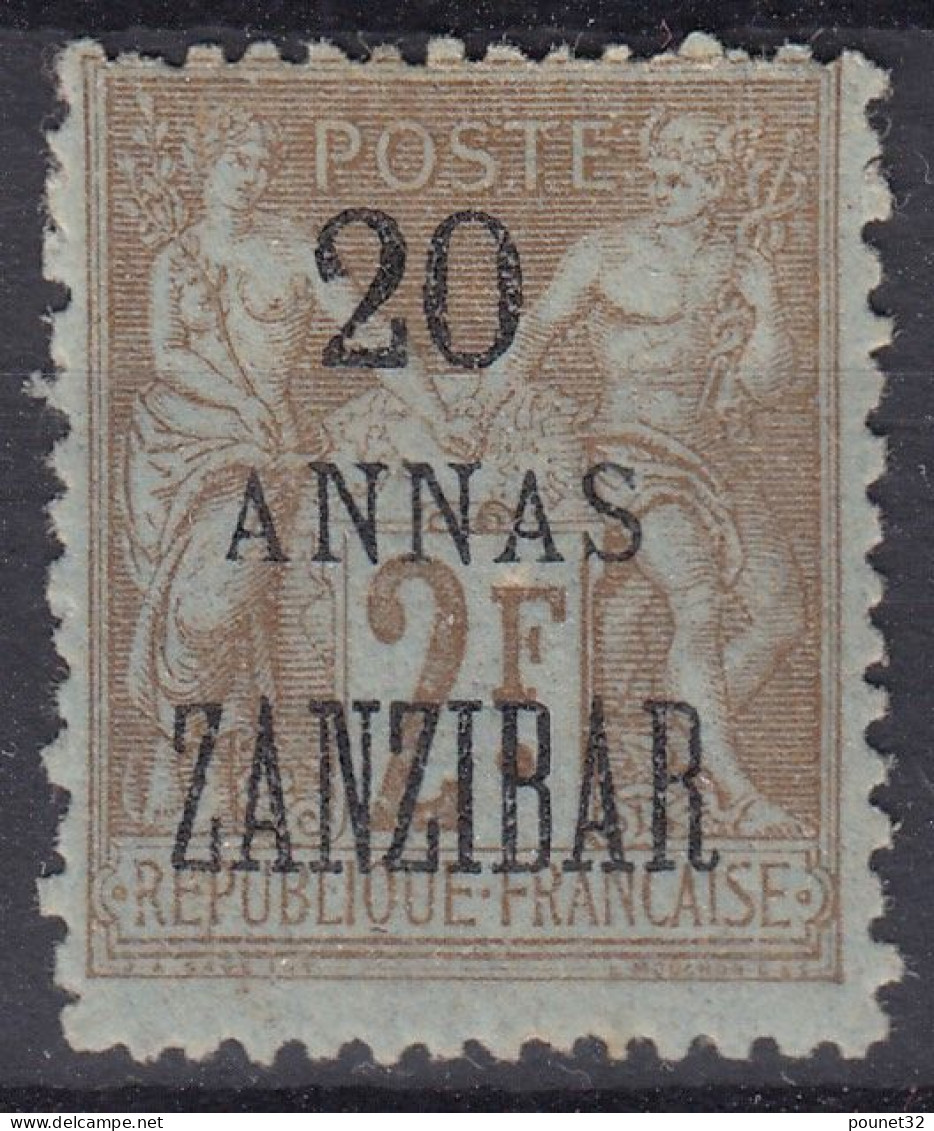 TIMBRE ZANZIBAR TYPE SAGE SURCHARGE 20 ANNAS N° 30 NEUF * GOMME AVEC CHARNIERE - Ongebruikt