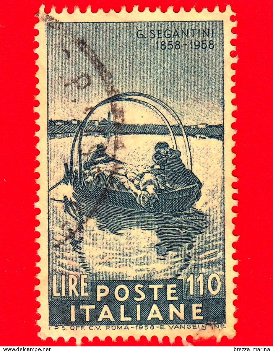 ITALIA - Usato - 1958 - Centenario Della Nascita Di Giovanni Segantini - Dipinto "Ave Maria A Trasbordo" Di Seg - 110 - 1946-60: Gebraucht