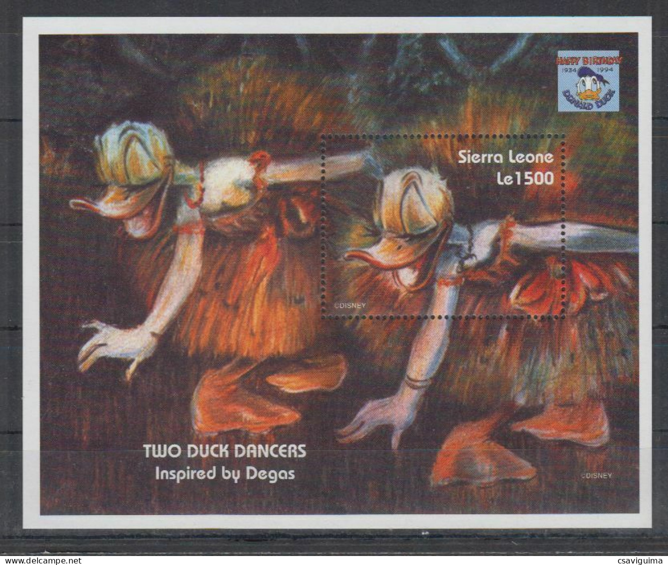 Sierra Leone - 1995 - Disney: Two Duck Dancers - Yv Bf 255 - Disney