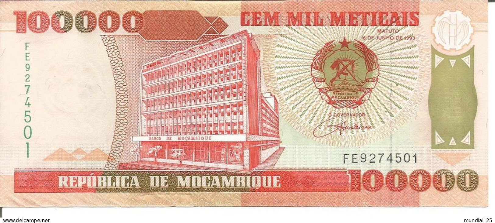 MOZAMBIQUE 100.000 METICAIS 16/06/1993 (1994) - Mozambico