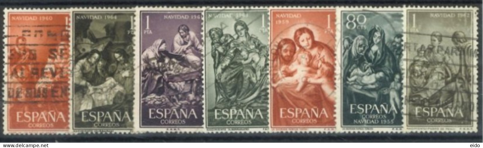 SPAIN, 1955/63, VIRGINS STAMPS SET OF 7, USED. - Gebraucht