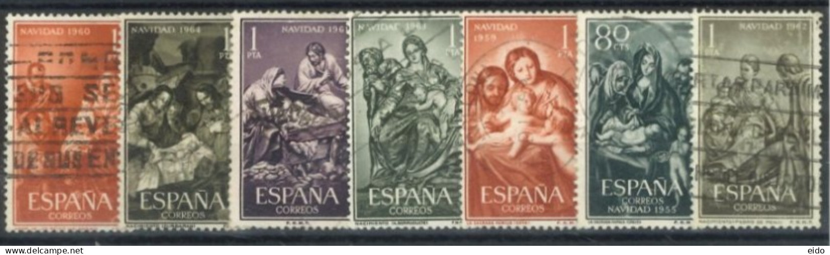 SPAIN, 1955/63, VIRGINS STAMPS SET OF 7, USED. - Used Stamps
