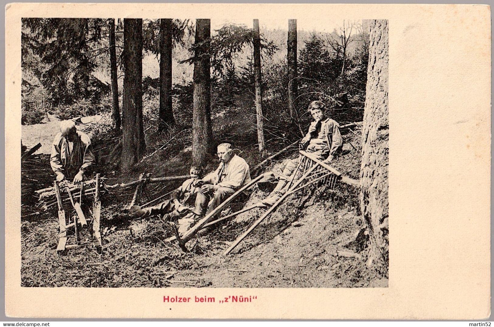 Schweiz Suisse 1919: Bild-PK CPI "Holzer Beim "z'Nüni" (déjeuner En Bois) Mit ⊙ BLEIKEN 25.IX.10 BEI OBERDIESSBACH - Bomen