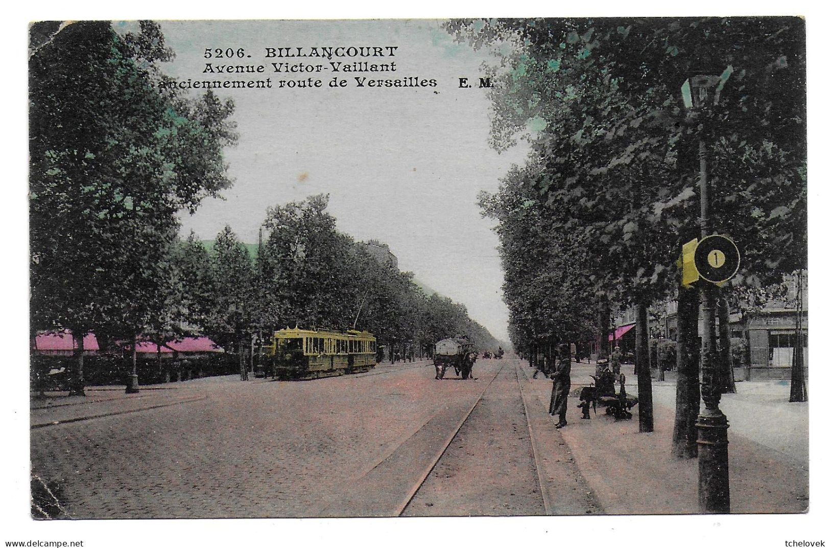 (92) Boulogne Billancourt. 1 Cp. (3) Avenue Victor Vaillant Anceinnement Route De Versaille. Colorisée. Tramway. 1923 - Boulogne Billancourt