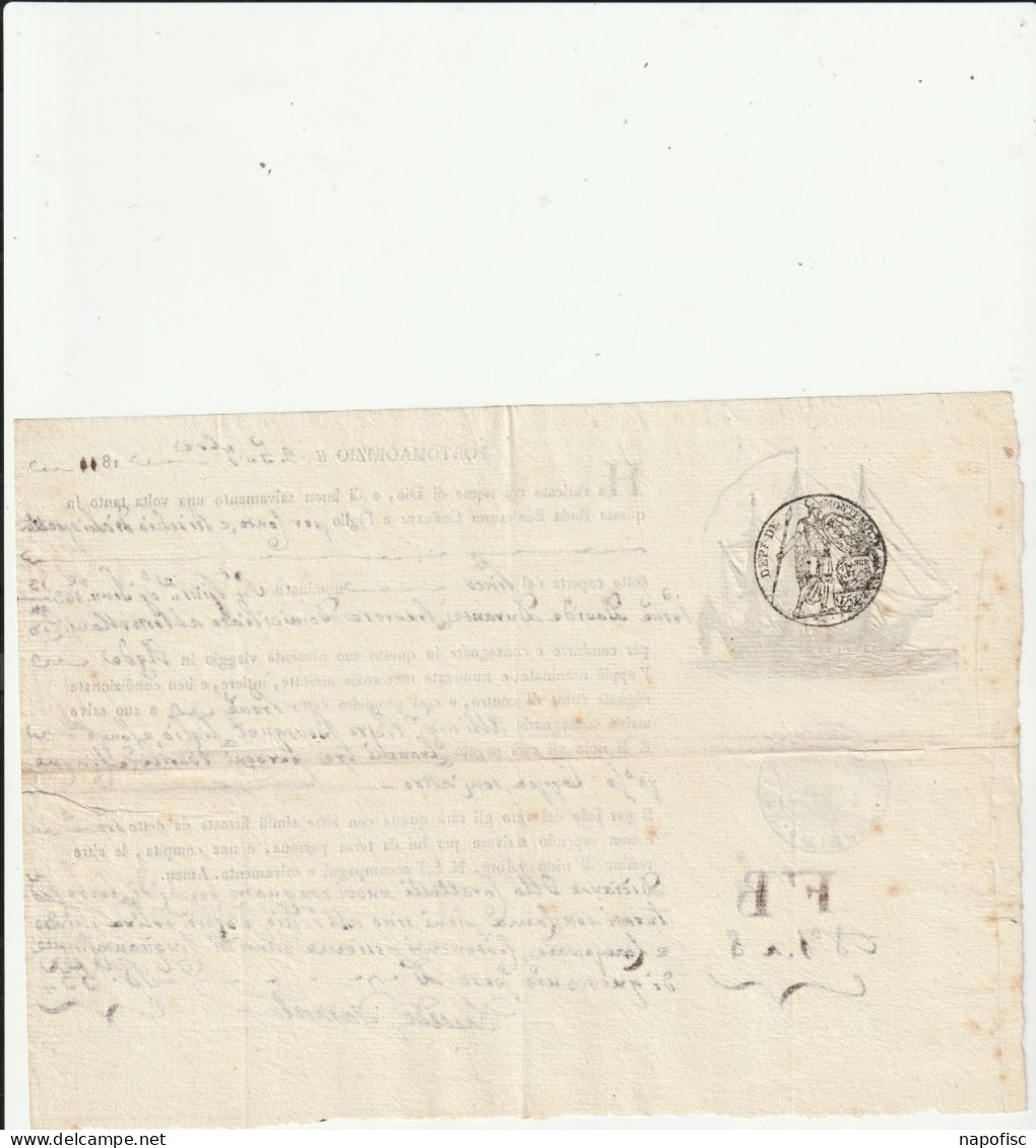 Connaissement Rischio .Navire.St P Capitaine D.Durance Port Maurice (Portomaorizio > Imperia).1811 Cachet Dep Montenotte - Transports