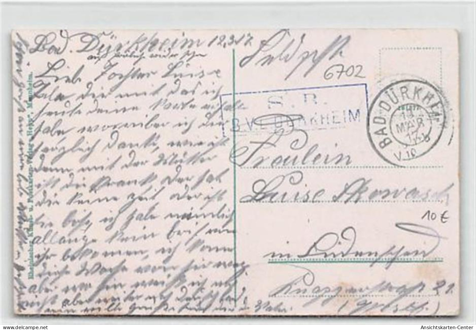 39097504 - Bad Duerkheim. Pfaelzische Kinderheilstaette. Karte Beschrieben Handschriftliches Datum Von 1917. Leichte Ec - Bad Dürkheim