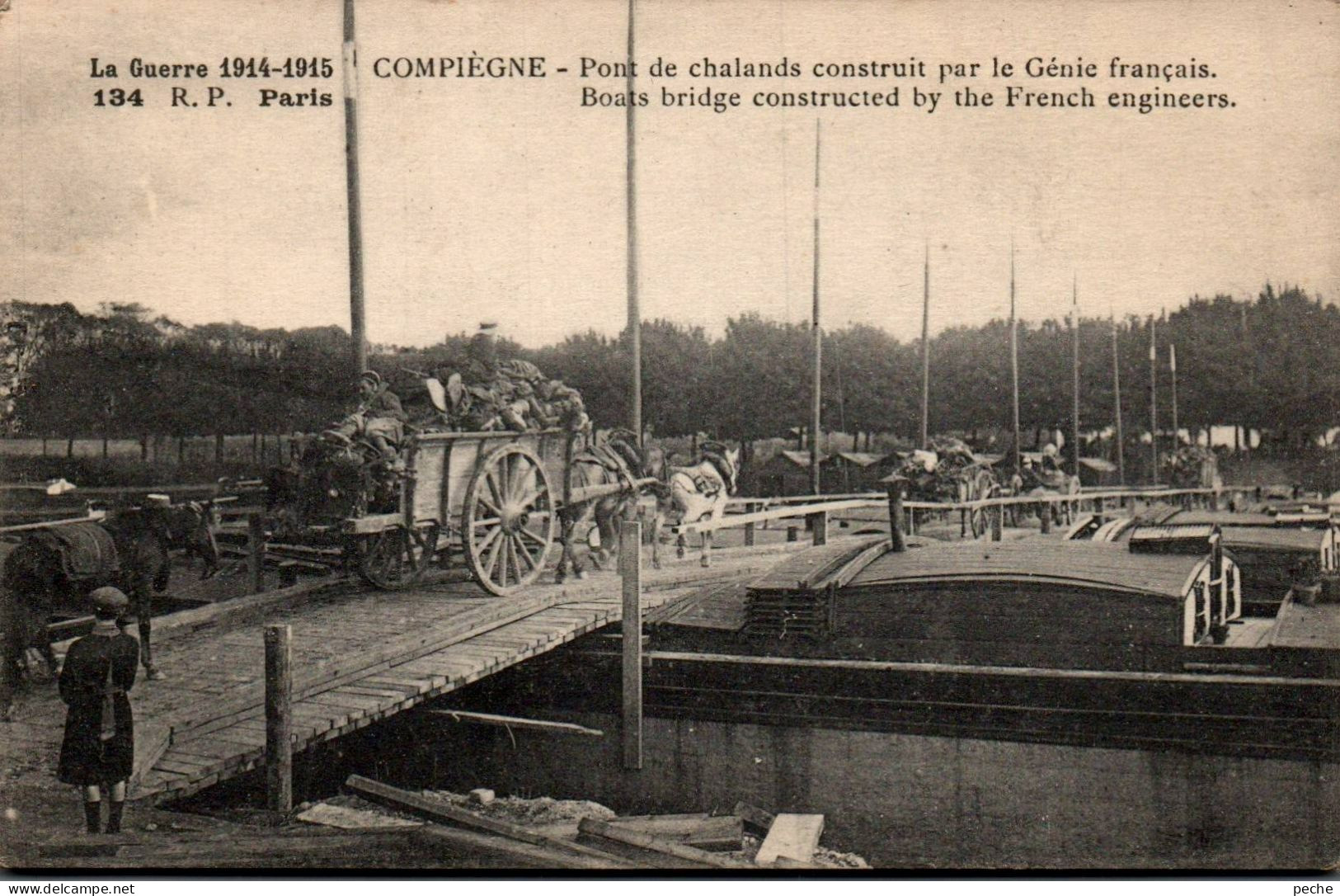 N°71 W -cpa Compiègne -pont De Chalands Construit Par Le Génie Français- - Compiegne