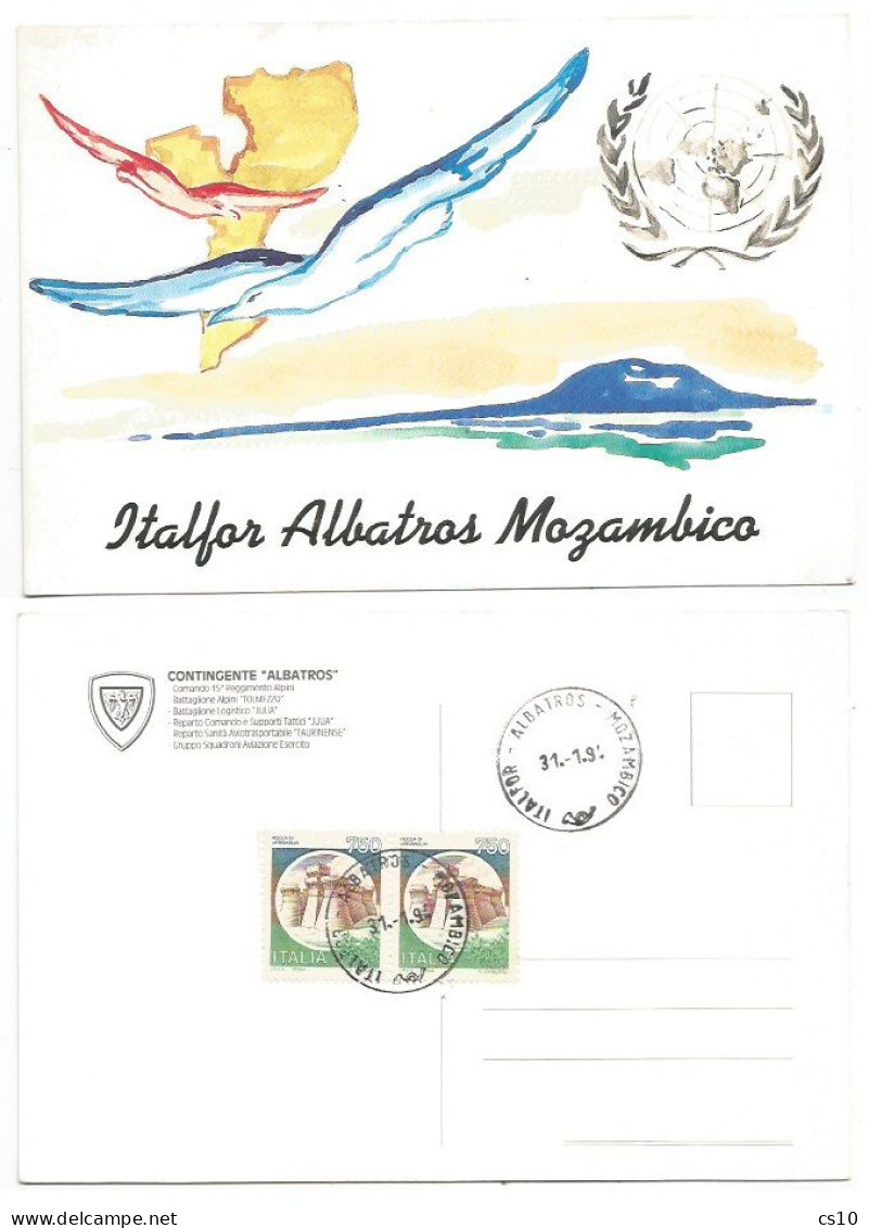 United Nations Mission ITALFOR Mozambico Contingente Albatros Official Pcard Sp.Cachet 31jan1994 Non Circolata - Régiments