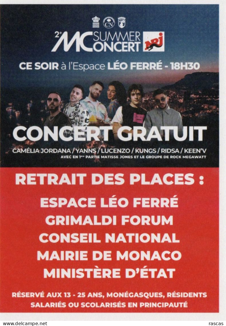 CPM - R - MONACO - MONTE CARLO - MC SUMMER CONCERT - CONCERT GRATUIT - ESPACE LEO FERRE - Sonstige & Ohne Zuordnung