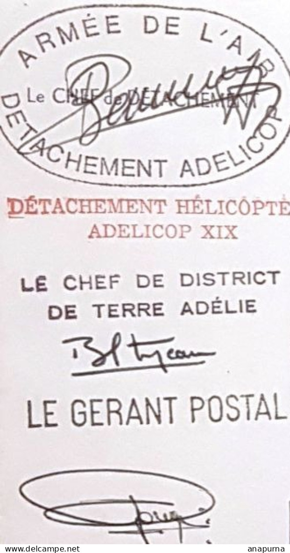 Grand Pli EPF, Armée Air, Terre Adélie Missions PEV, Adelicop, Base Dumont D'Urville, Signatures, Signé, Thala Dan, - Briefe U. Dokumente