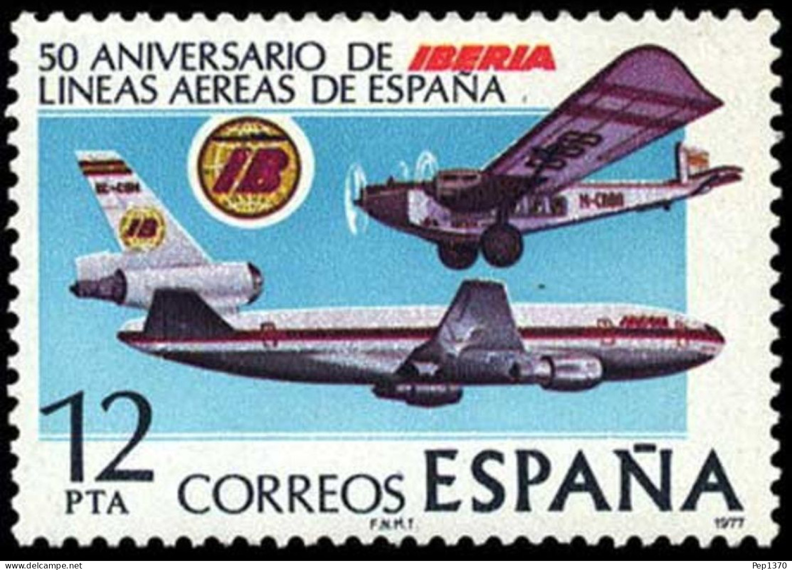 ESPAÑA 1977 - 50 ANIVERSARIO DE LA COMPAÑIA IBERIA - EDIFIL 2448** - Neufs