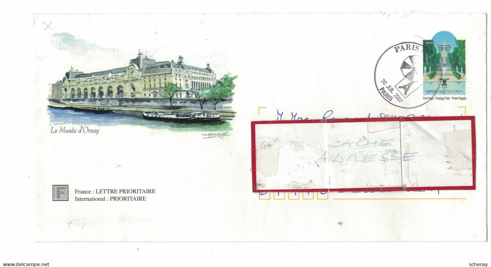 LETTRE ENTIERE   JARDIN DES TUILERIES  LE MUSEE D'ORSAY   PARIS 30 JUIL. 2007  ( Lot 123 ) - Listos A Ser Enviados: Otros (1995-...)